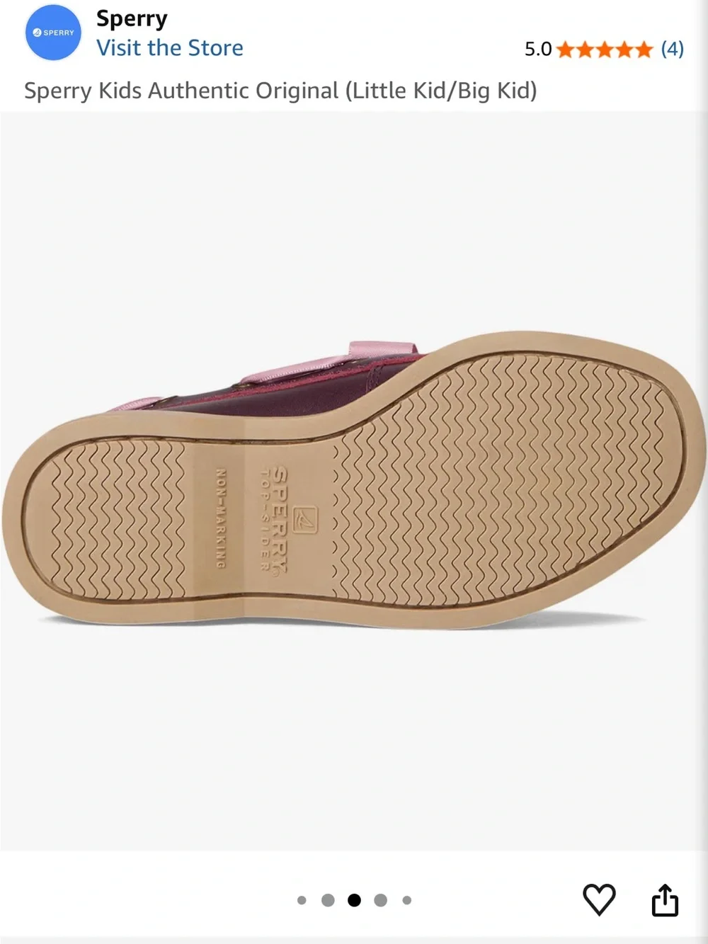 Sperry Burgundy Leather Kids Boat Shoes with Pink Ribbon